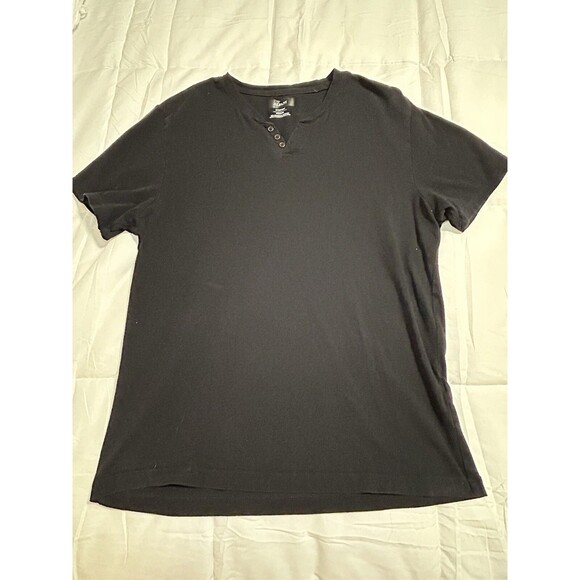 ALFANI Stretch Black Top Button Tee Men’s Medium - Picture 1 of 4